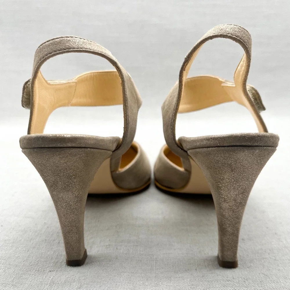 Paul Green Womens 5.5/ 8 Nicolette‎ Mary Jane Pumps Beige Metalic Leather Heels